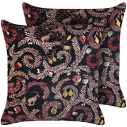 Set di 2 cuscini decorativi nero rosa velluto 45 x 45 cm velluto motivo botanico decoro moderno glamour
