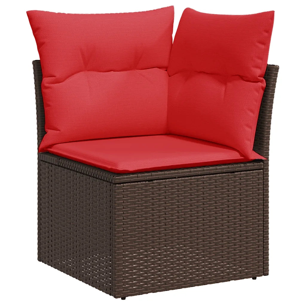 Salotto da Giardino-Set Divani da Giardino 4 pz con Cuscini Marrone in Polyrattan 848990