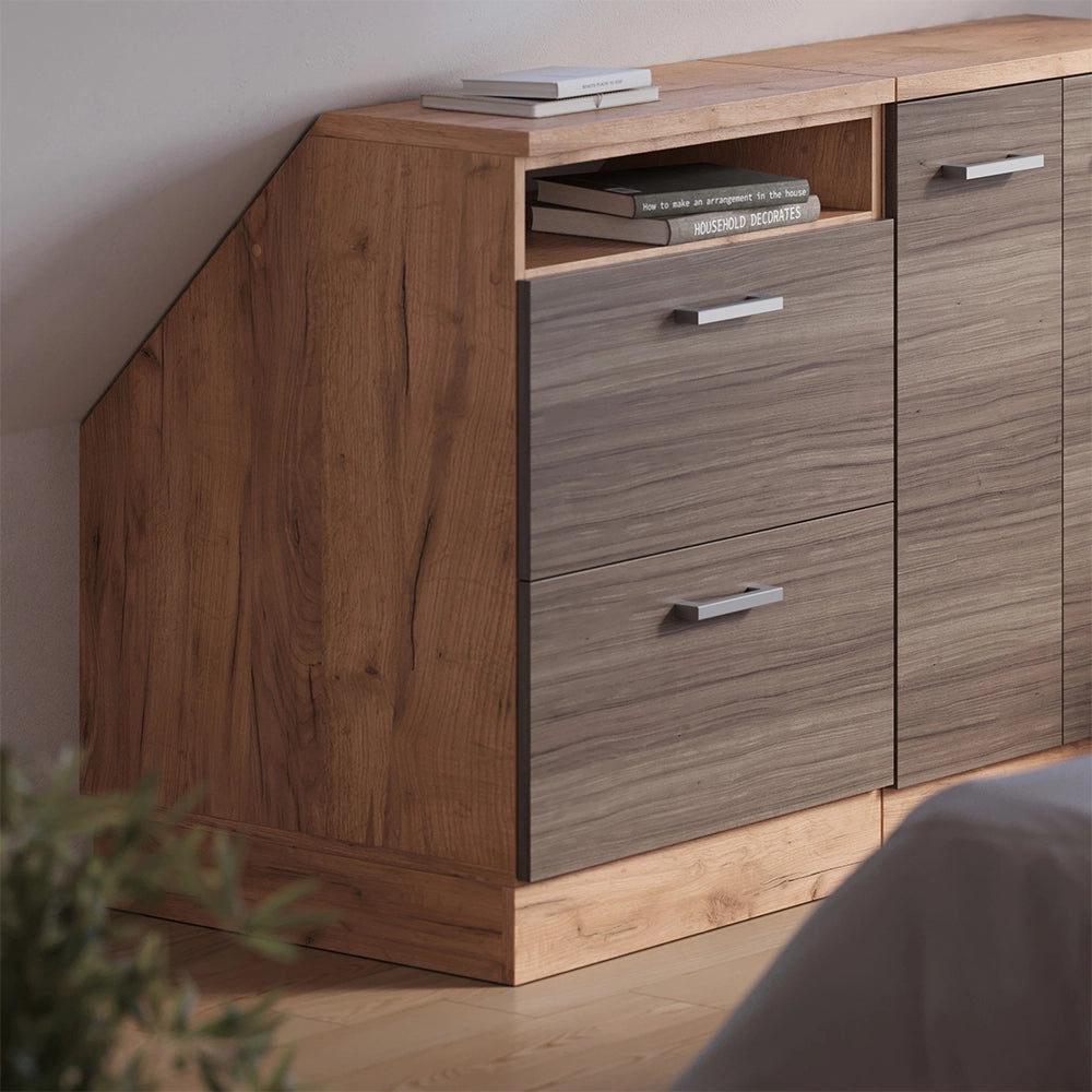 Mobile sottotetto Rion Grigio nobile/Rovere dorato 60 x 83.8 cm con 2 cassetti, carcassa 60 cm profondità Vicco