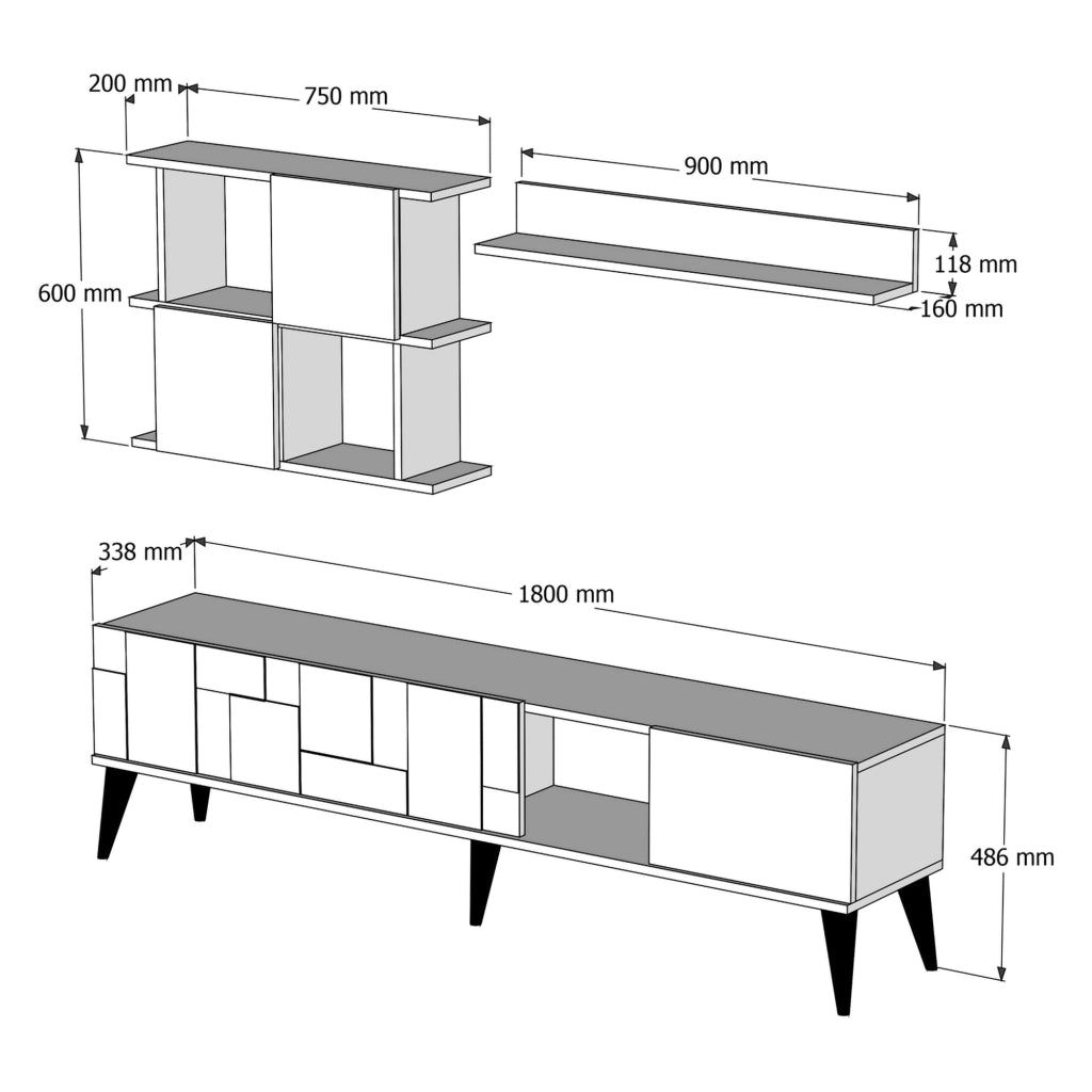 Mobile Soggiorno Casaluce, Parete Attrezzata Modulabile, Marrone Noce