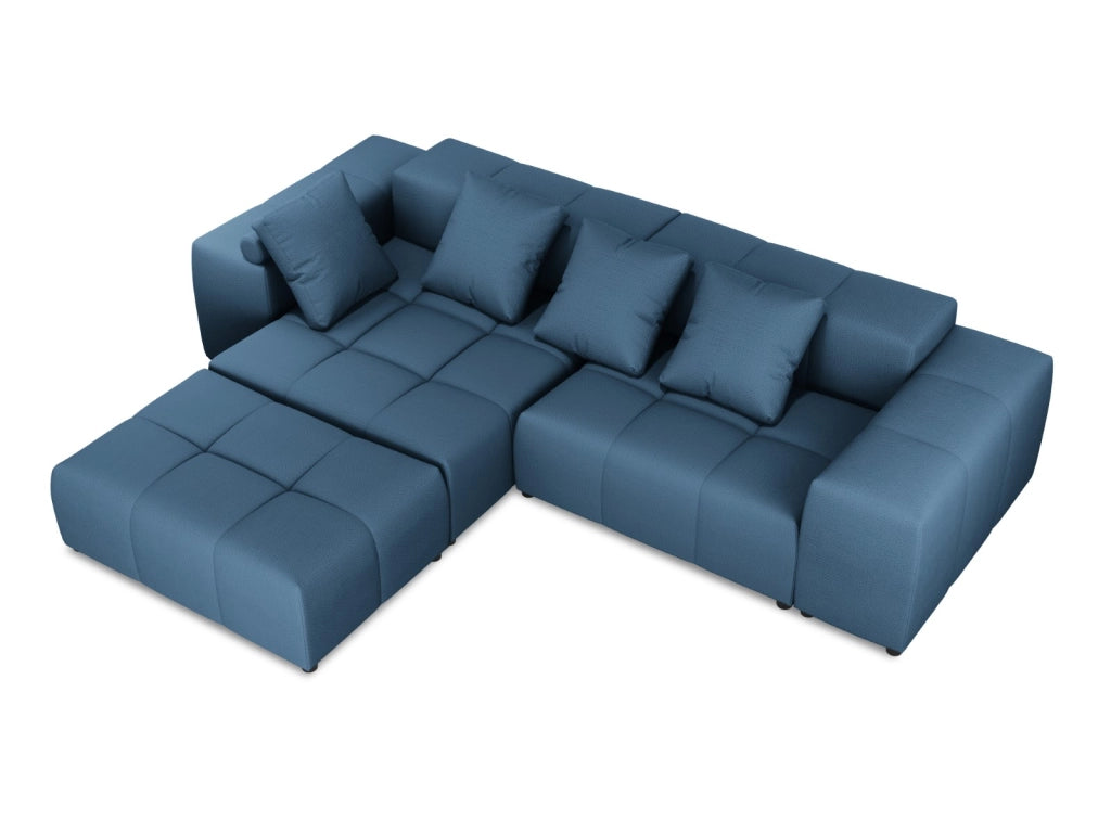 Cosmopolitan Design - Divano angolare modulare reversibile "Rome" 5 posti in tessuto strutturato blu scuro 