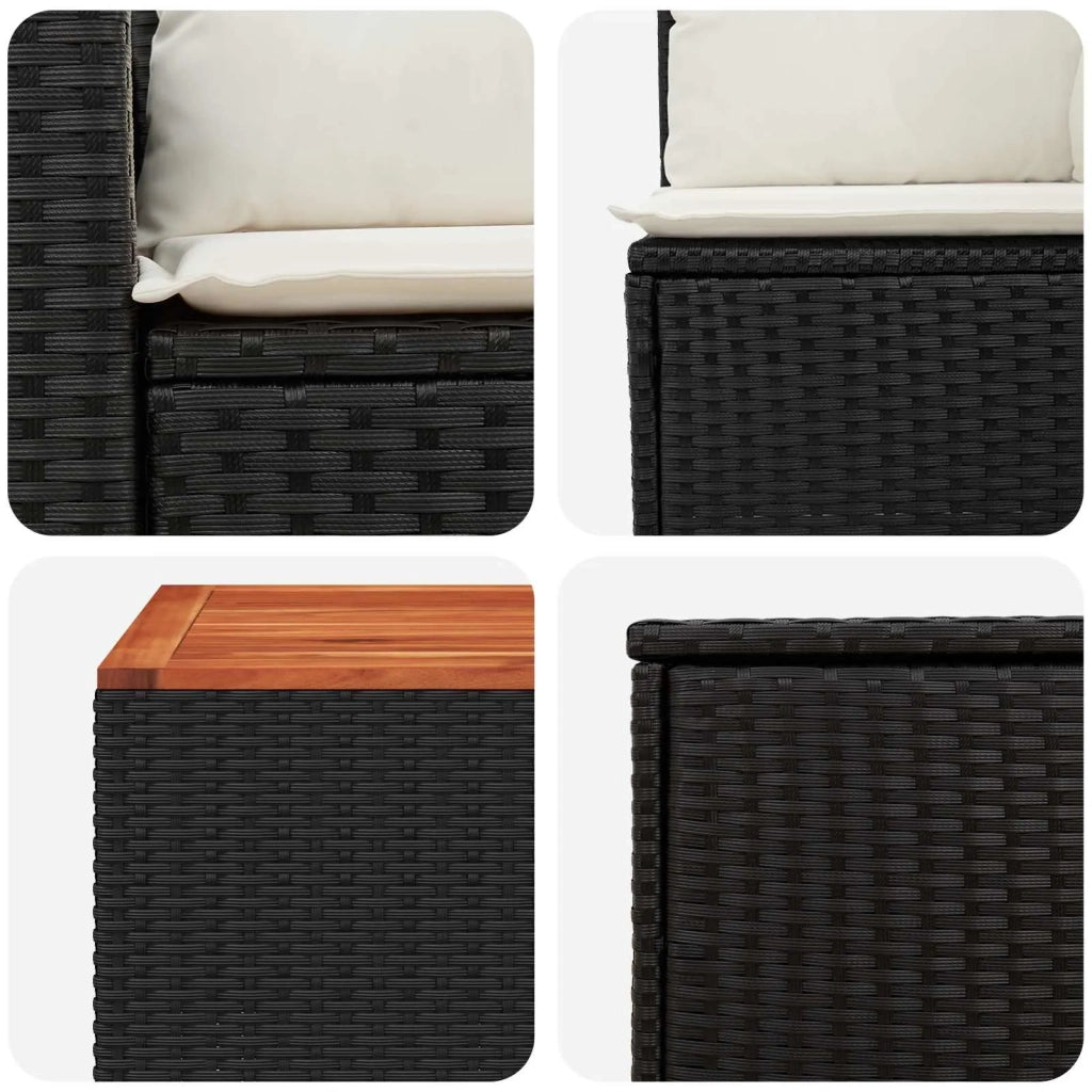 Set di divani 6 pz Nero e Bianco Crema 3447449