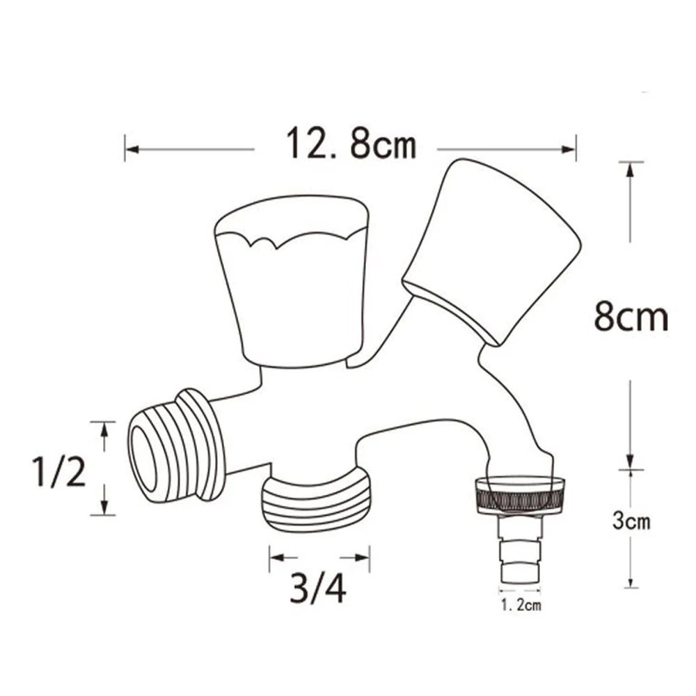 Rubinetto Carico Lavatrice Doppio Comando Cromato 1/2" 3/4" Valvola Y 52883