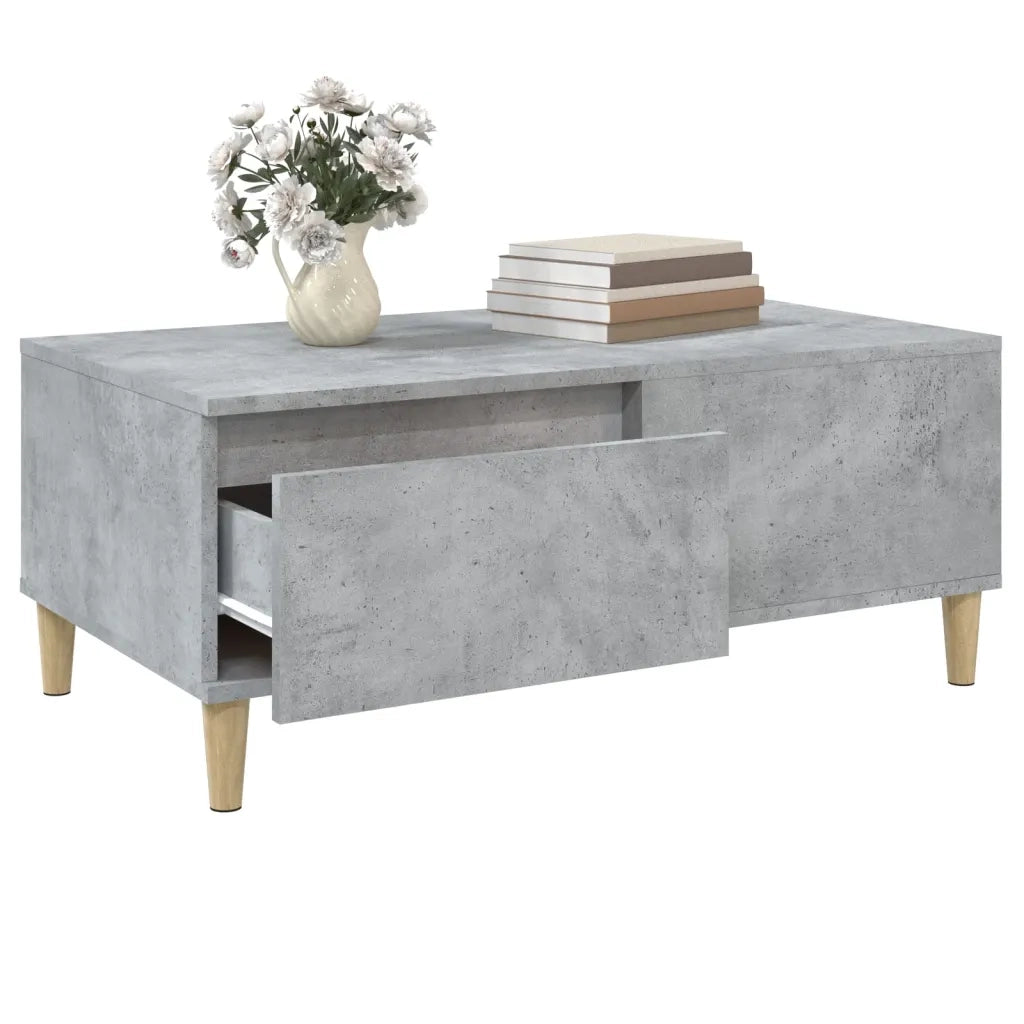 Tavolino Salotto Grigio Cemento 90x50x36,5 cm Legno Multistrato 821112