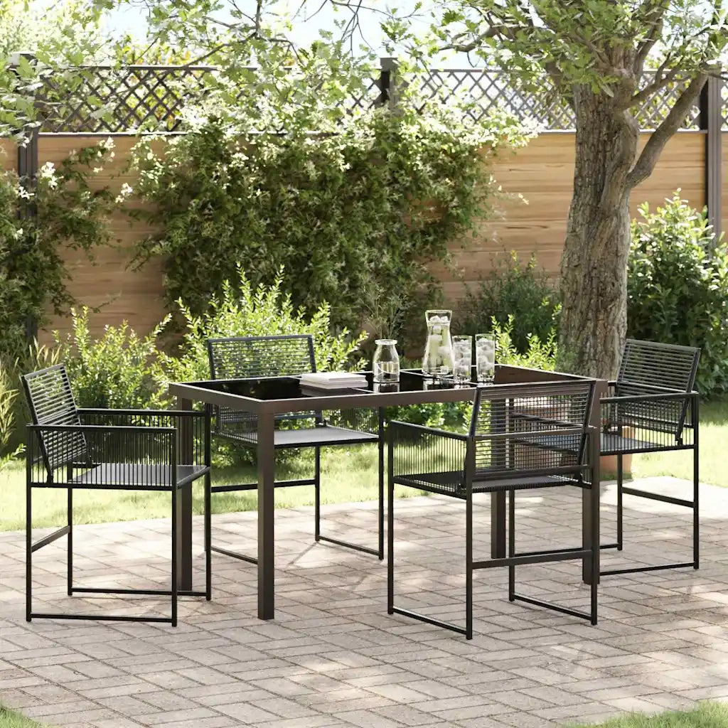 Set da Pranzo per Giardino 5 pcs Nero