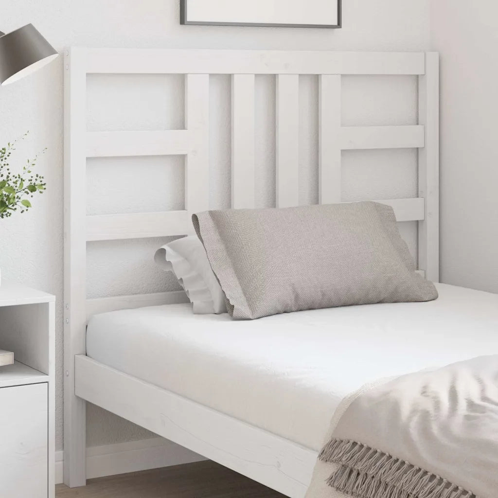 Testiera per Letto Bianca 106x4x100 cm Legno Massello di Pino 817826