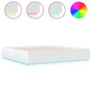 Letto matrimoniale | Letto per adulti | Giroletto con Luci LED Bianco 200x200 cm in Legno Multistrato