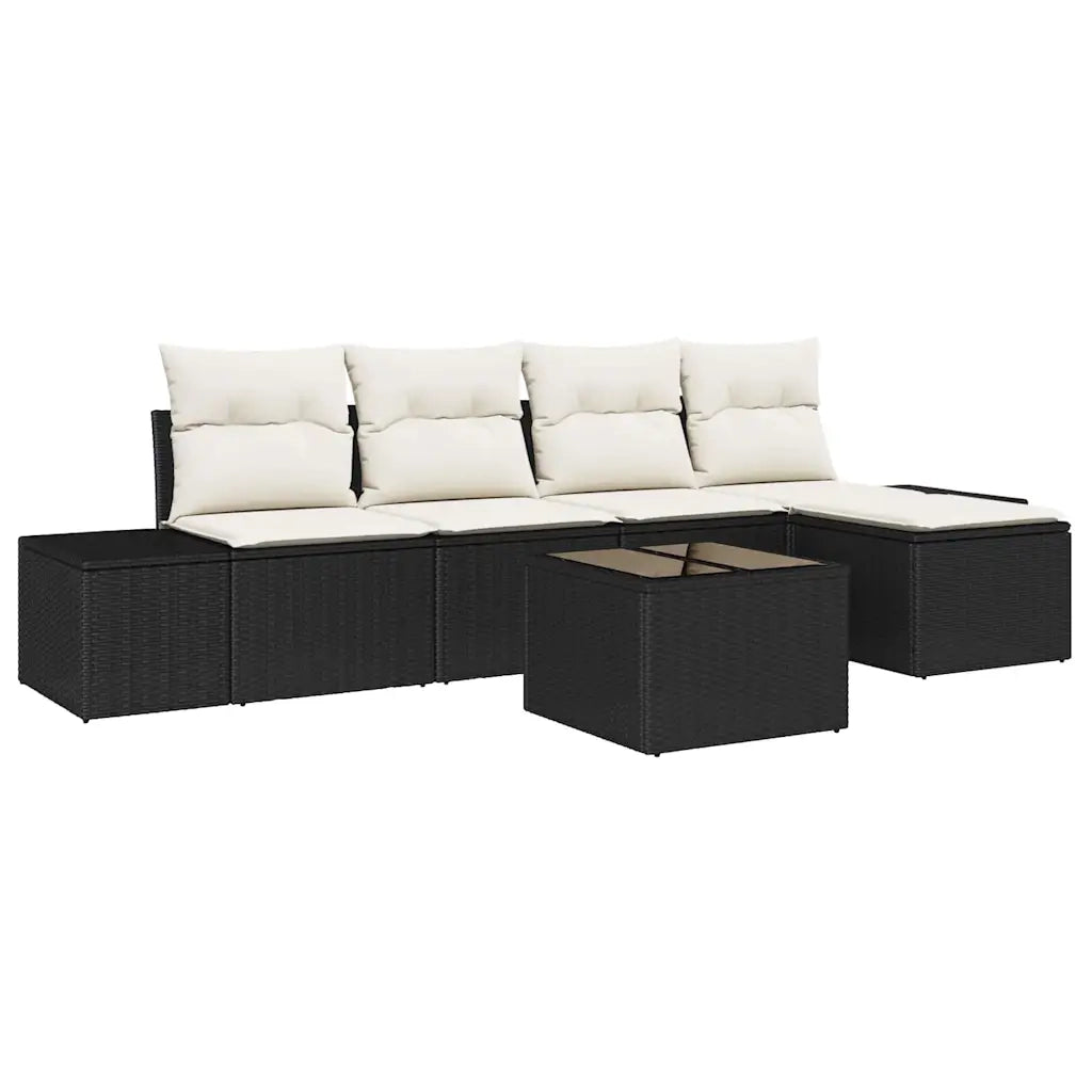 Set Divano da Giardino 5 pcs Marrone e Crema polyrattan