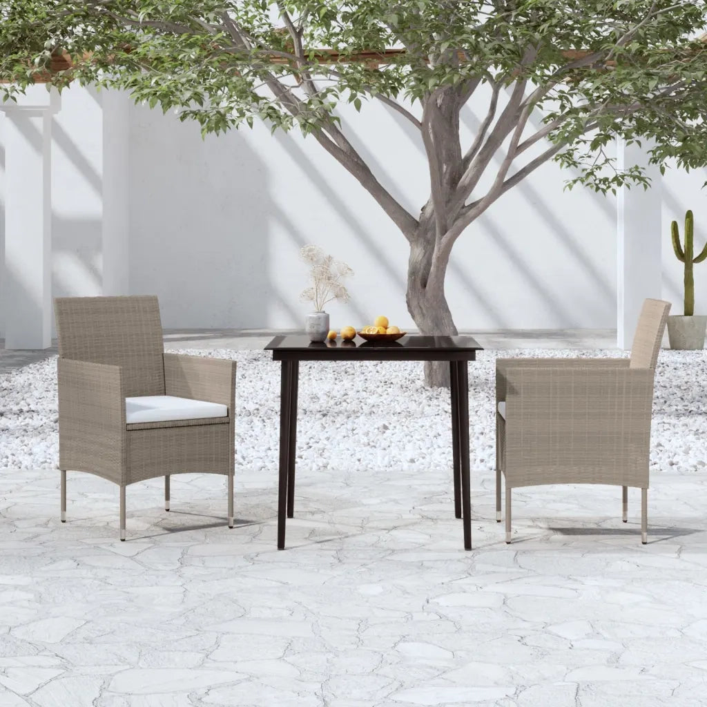 Set da Pranzo da Giardino 3 pz | Set Salotto da Giardino con Cuscini Beige e Nero