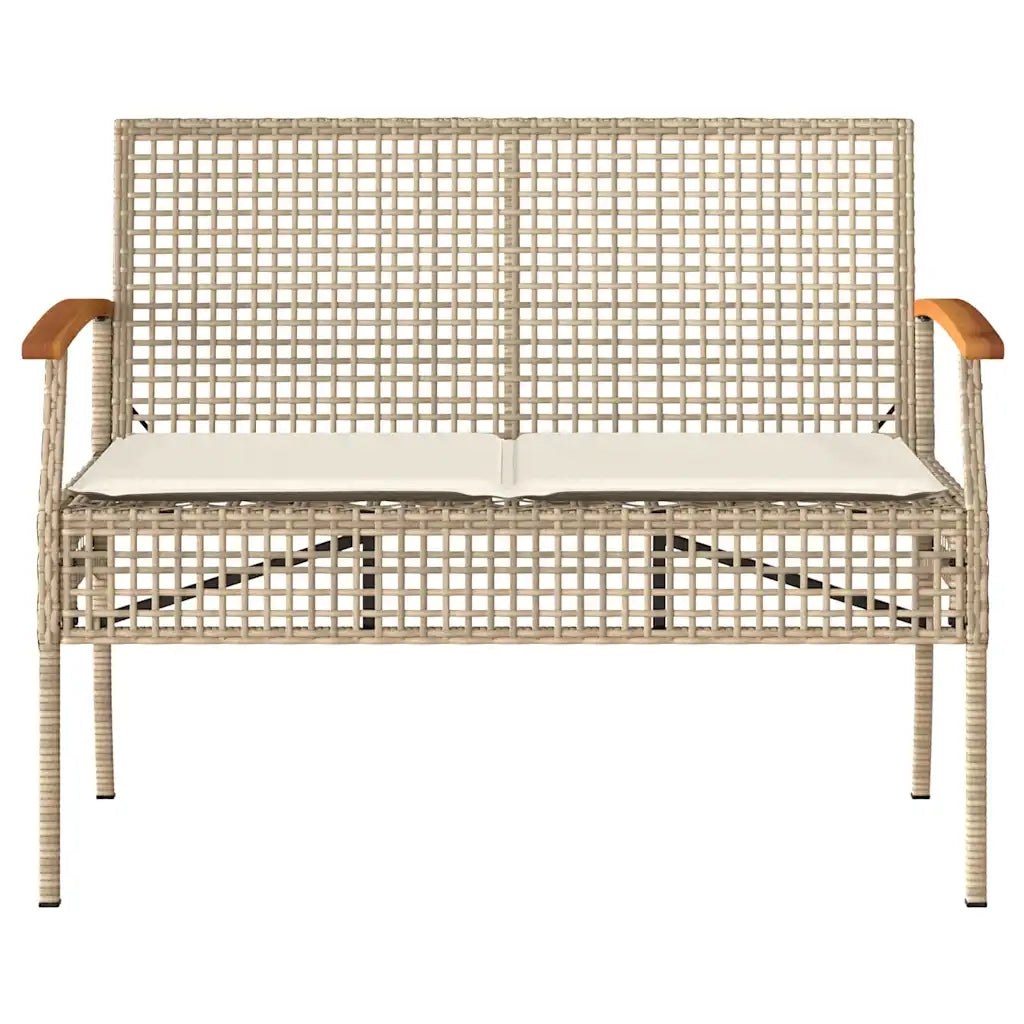 Panca da Giardino con Cuscino Beige Polyrattan e Legno Acacia 366257