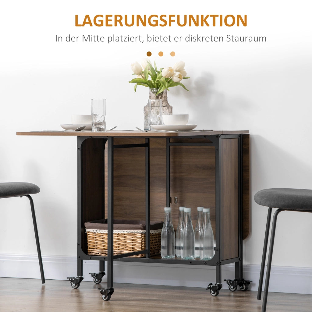 Tavolo da pranzo - pieghevole mobile per 6 persone - con ripiano - 130x80x74 cm - marrone chiaro - fino a 50 kg