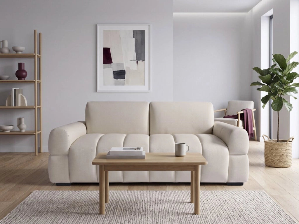 Divano letto a apertura rapida "Zoé" - Materasso da 18 cm - Larghezza letto 140 cm - 3 posti - Beige