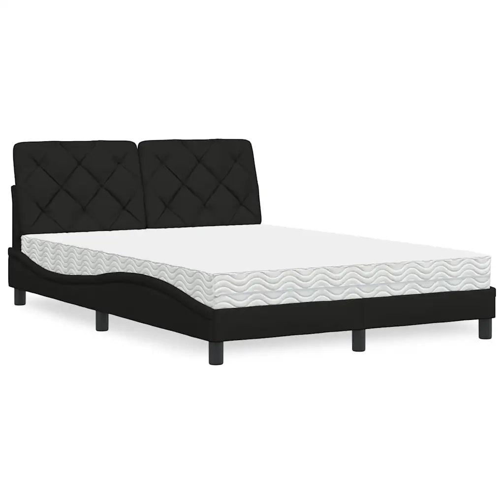 Letto con Materasso Nero 120x200 cm in Tessuto
