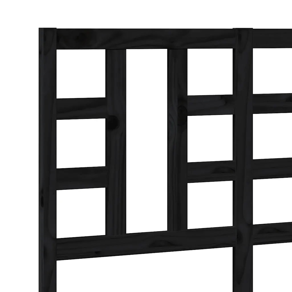 Testiera | Testata per Letto Nera 126x4x100 cm in Legno Massello di Pino