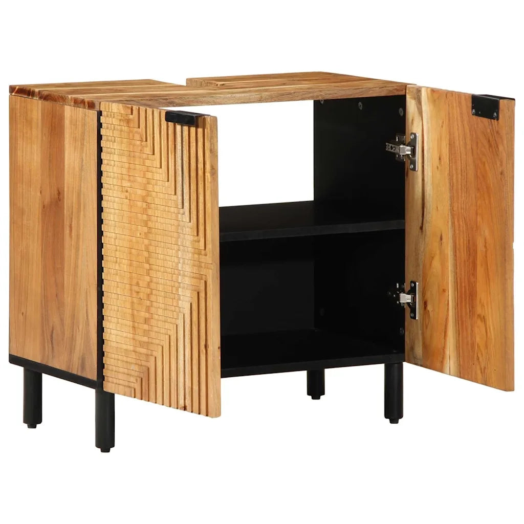 Armadio per Lavabo da Bagno con porta Legno di Acacia Massello 4017775