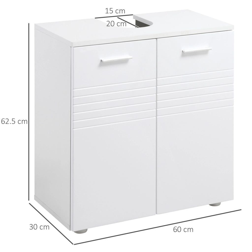 MOBILE SOTTOLAVABO BAGNO A 2 ANTE CON MENSOLA REGOLABILE 60X30PX62.5CM BIANCO