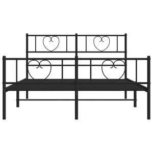 Giroletto con Testiera e Pediera Metallo Nero 120x190 cm 355478