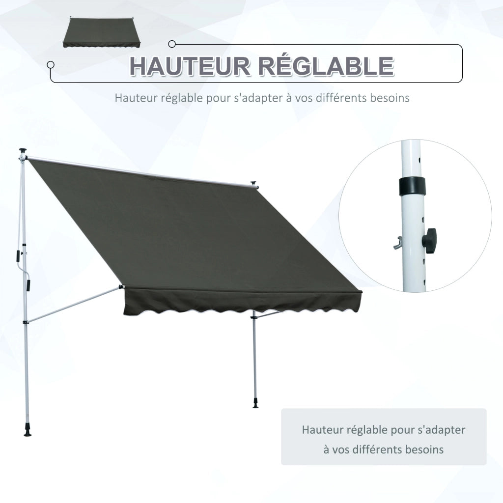 Tenda da sole a scomparsa retrattile ¨C zephmum ¨C 3x1.5 m grigio antracite alluminio poliestere