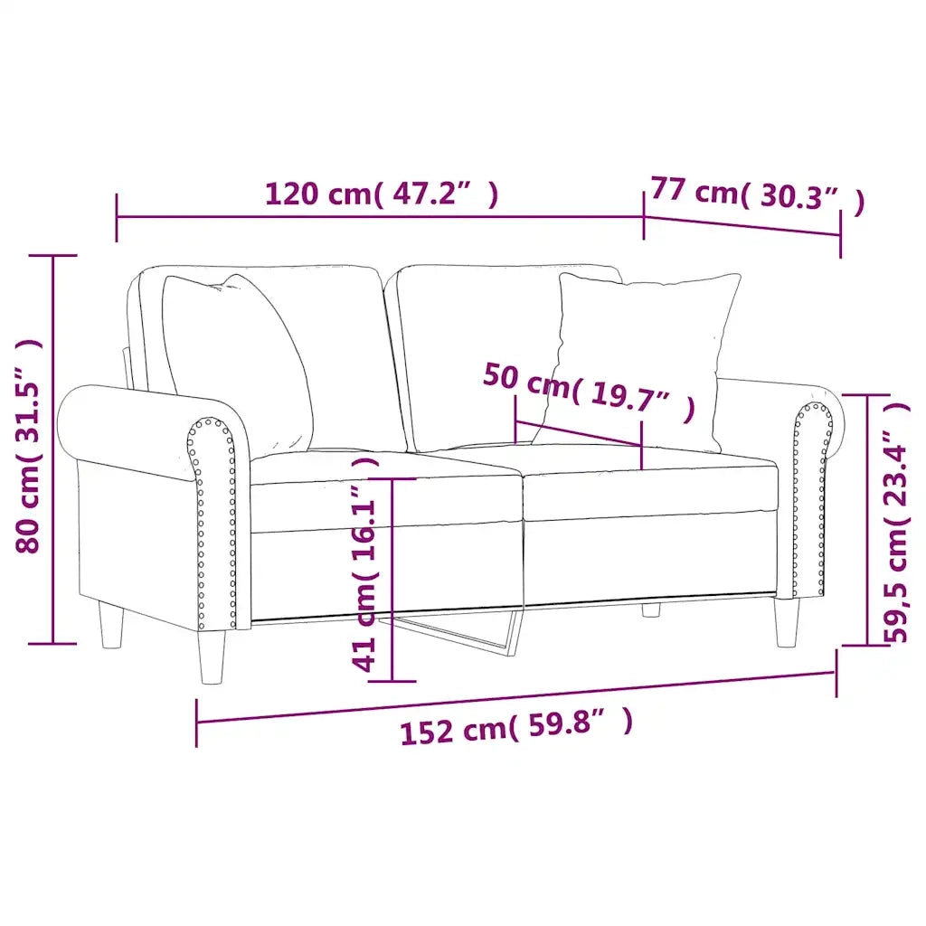Divano a 2 Posti con Cuscini Grigio Chiaro 120 cm in Velluto 3153195