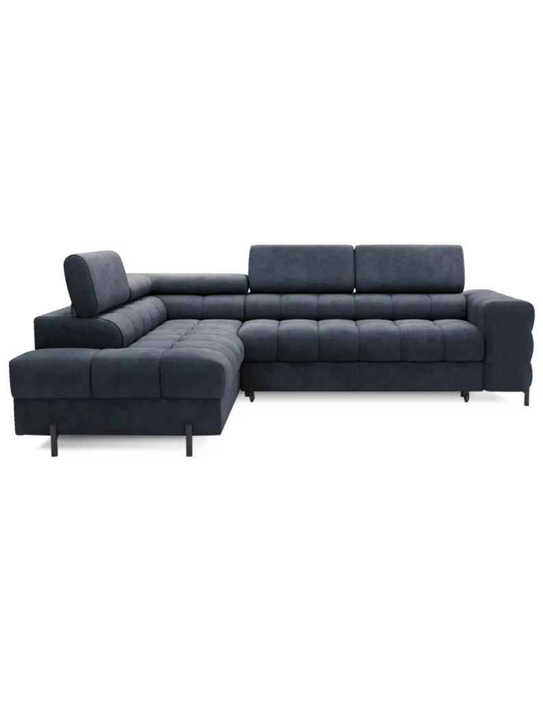 Divano angolare sinistro convertibile Blu scuro 5 posti FERRUM grande formato 276x93x200cm
