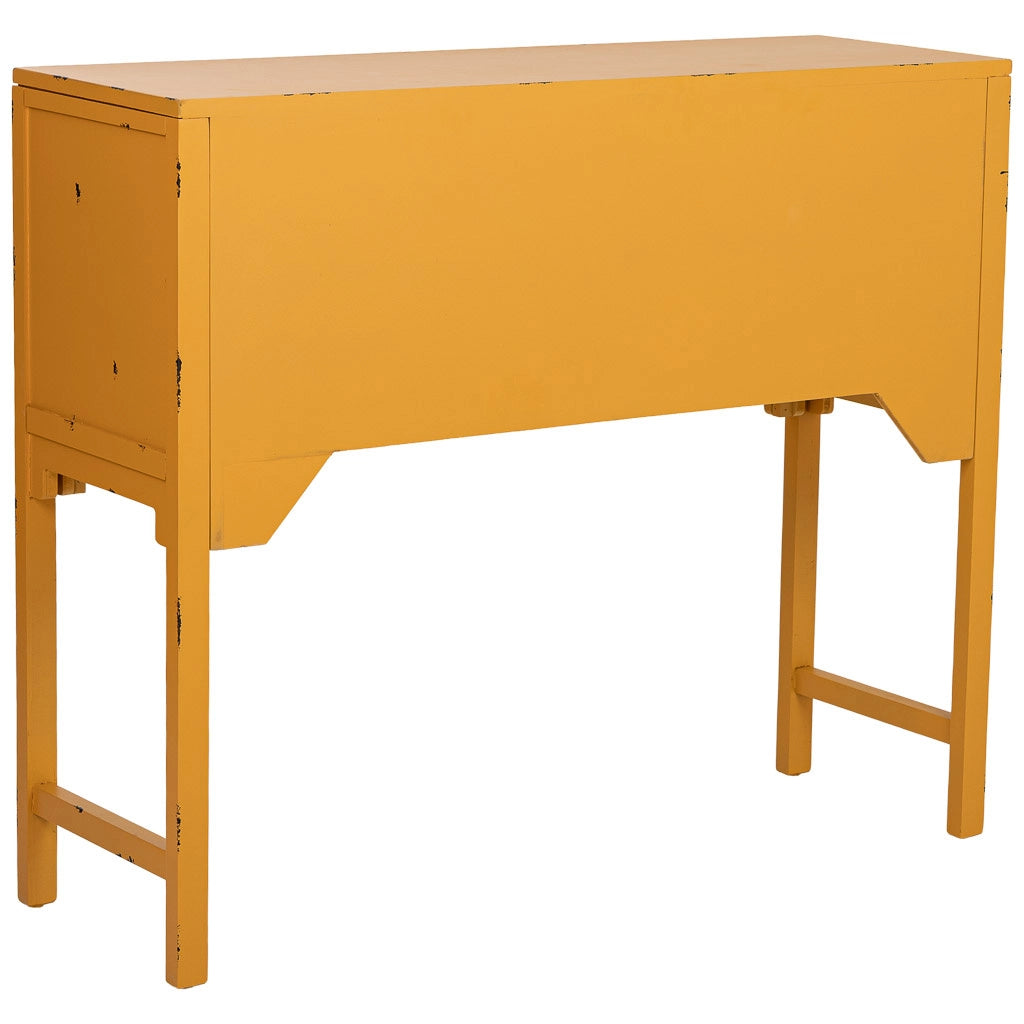 Tavolino da ingresso in legno giallo 120x40x102h cm