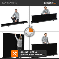 Fondale fotografico a rullo nero 210 x 220 cm, sfondo avvolgibile con supporto, sistema per studi fotografici, pannello ingualcibile ideale per fotografia low-key