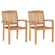 Sedie da Giardino Impilabili 2 pz in Legno Massello di Teak