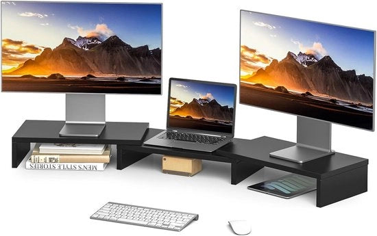 Standarizzazione Monitor Regolabile per Due Monitri - Elevatore da Scrivania con Risparmio di Spazio
