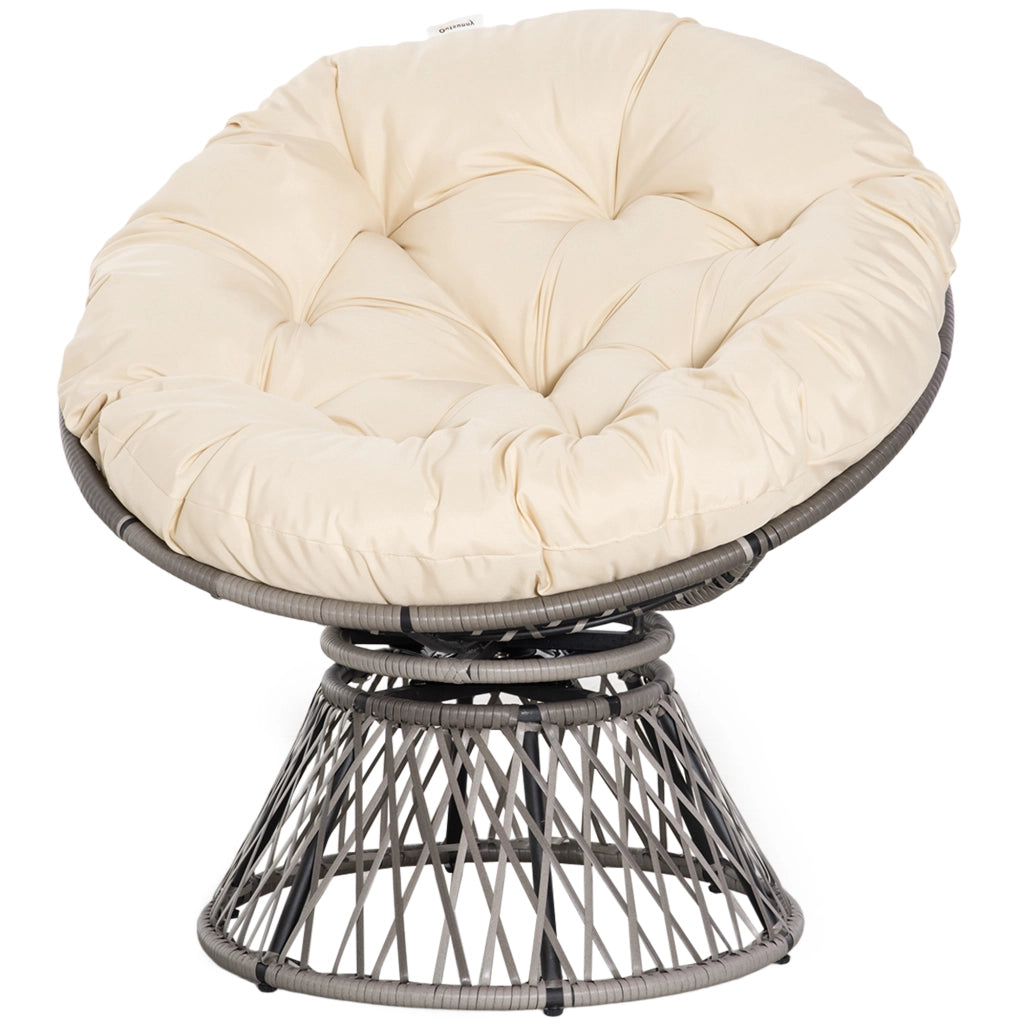 Poltrona girevole in rattan sintetico ¨C zephmum ¨C Beige 87x97x86 cm