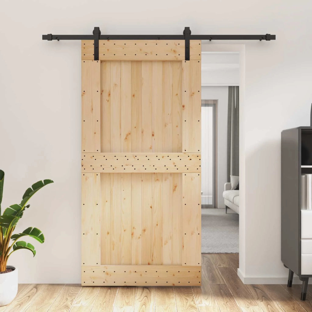 Porta scorrevole Naturale e Nero 100 x 210 cm 3444922