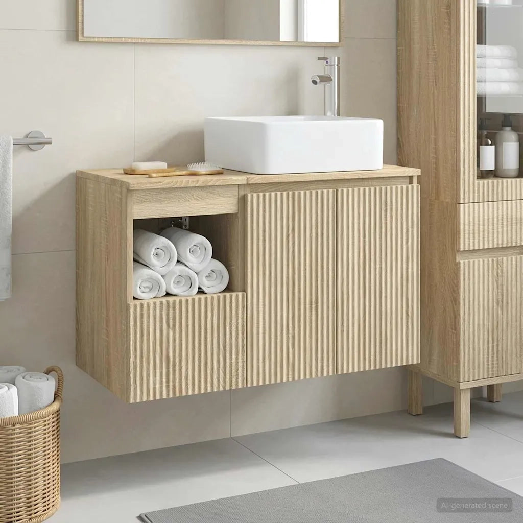 Set di mobili per il bagno 2 pz Rovere Sonoma 3404066