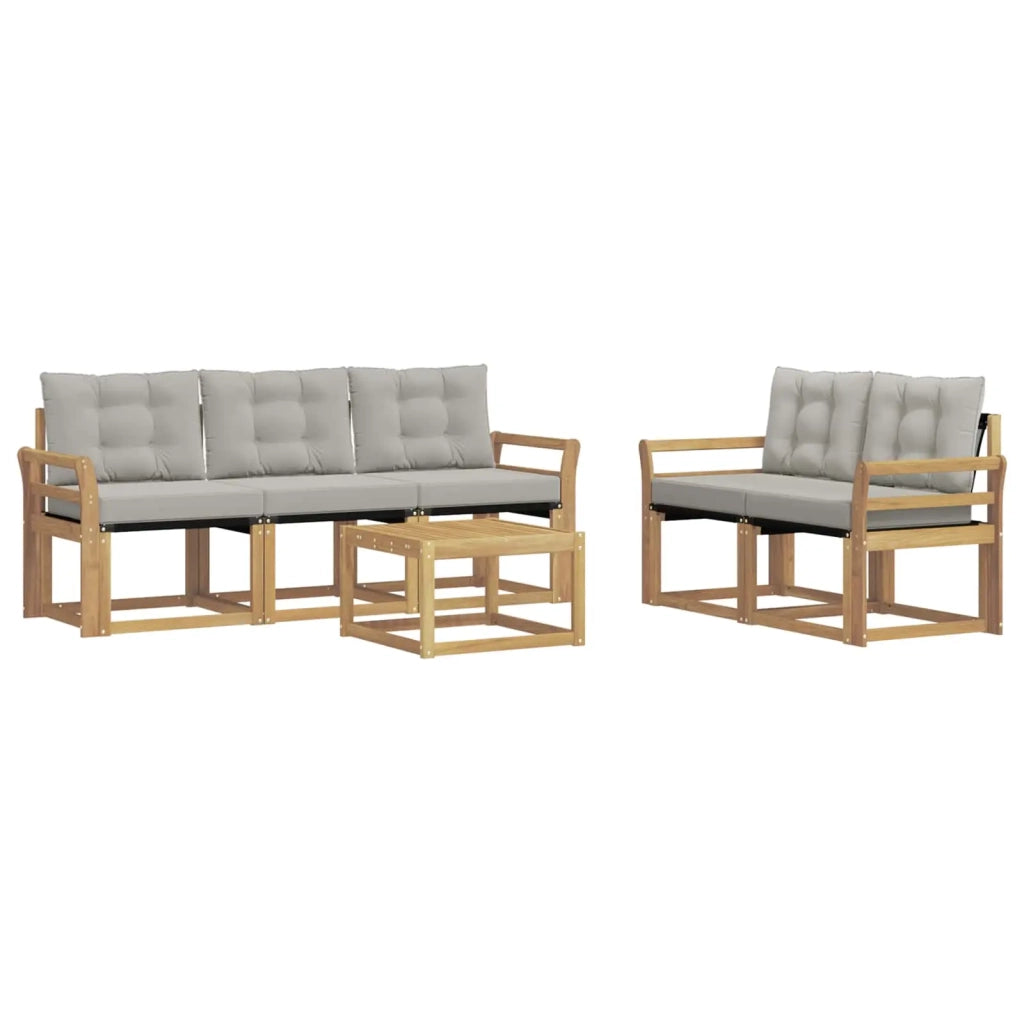 Set di divani da esterno 6 pz Bianco e Grigio Chiaro 3389213