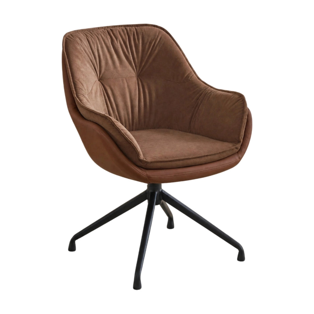 Sedia da ufficio girevole 69 x 65 x 46 cm in similpelle marrone con braccioli