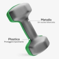 Set Manubri con Supporto, 3 Coppie di Pesi da 2 x 1 kg, 2 x 3 kg, 2 x 5 kg, Multicolore