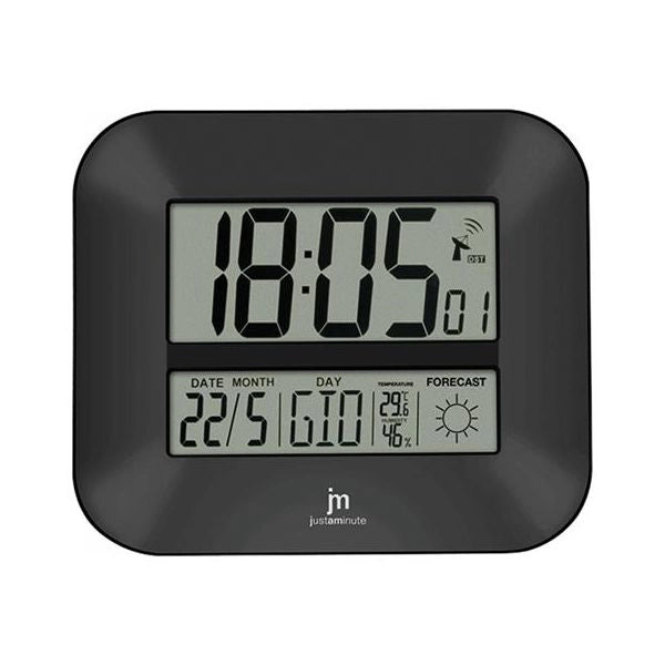 Orologio da parete justaminute digitale con datario e meteo nero 27 x 24 cm jd 9906 - JD9906