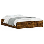 Letto matrimoniale | Letto per adulti | Giroletto con Cassetti Rovere Fumo 140x190 cm Legno Multistrato