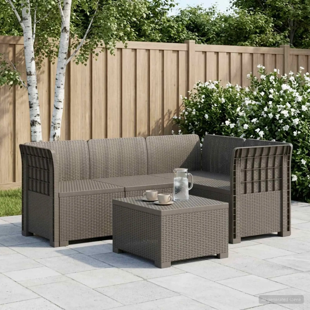 Divano da Giardino 4 Posti Aspetto Rattan PP Grigio Chiaro 3443961