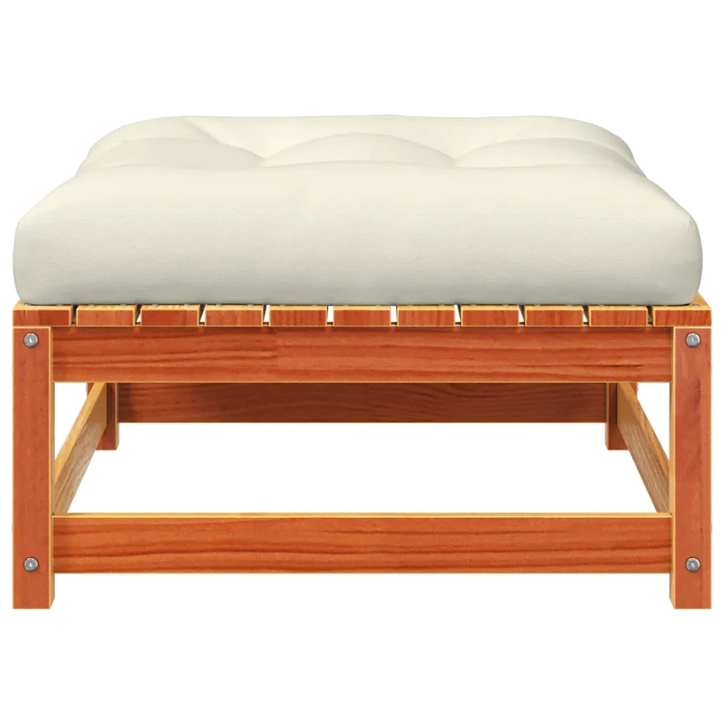 Poggiapiedi Giardino con Cuscini 2pz Marrone Cera Massello Pino 838106