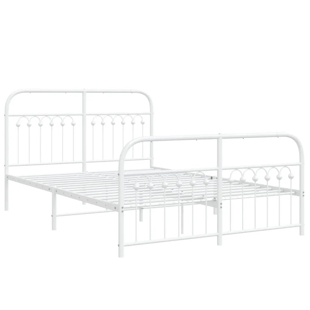 Giroletto con Testiera e Pediera Metallo Bianco 137x190 cm 376666