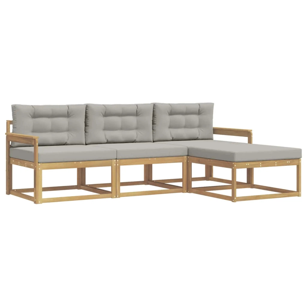 Set di divani da esterno 4 pcs Bianco e Grigio Chiaro
