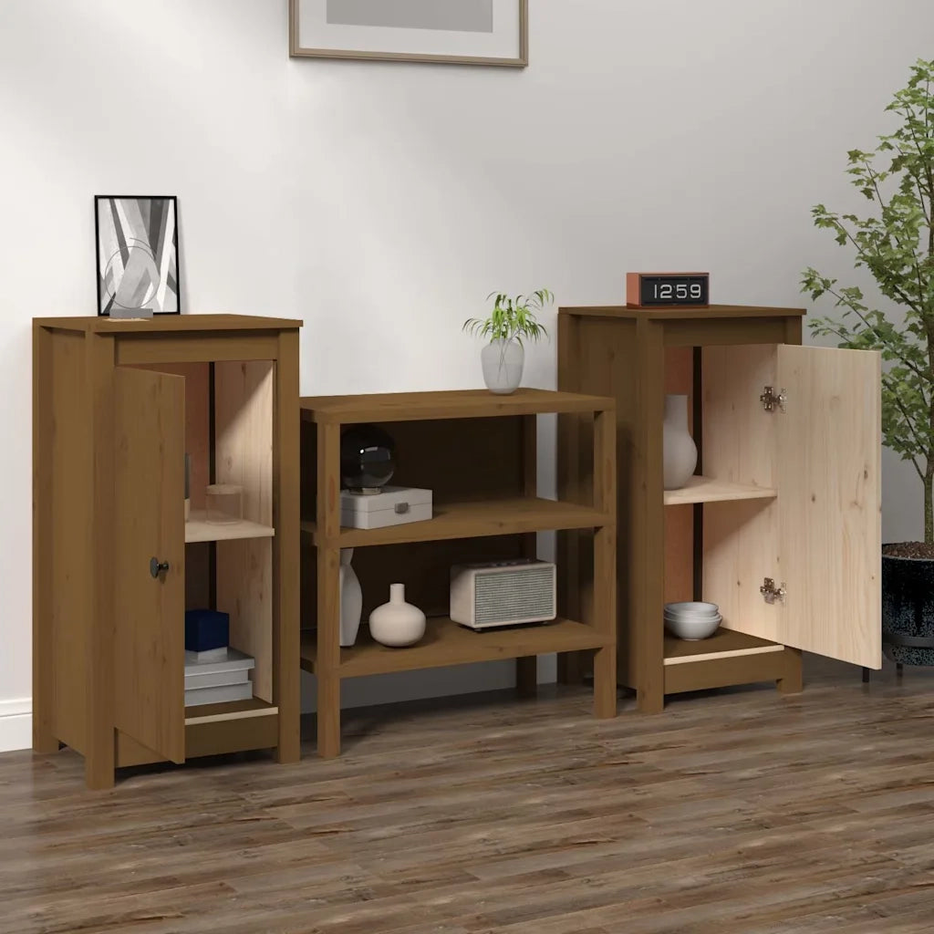 Credenze 2 pz Miele 40x35x80 cm in Legno Massello di Pino cod mxl 19456