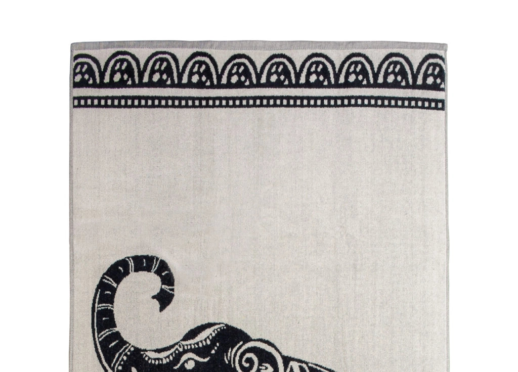 Telo Mare Jacquard Spugna Asciugamano Spiaggia Disegno Safari Elefante