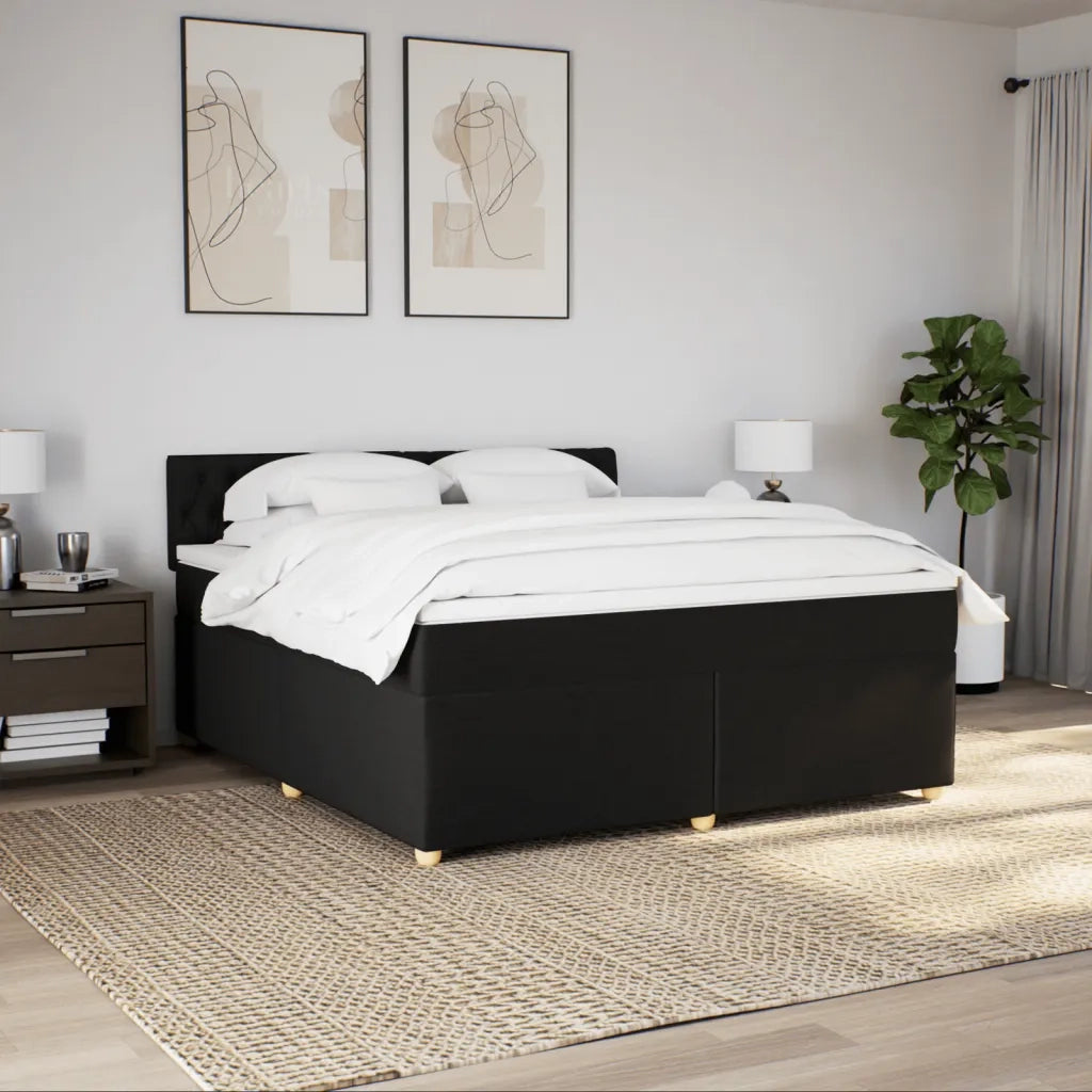 Giroletto a Molle con Materasso Nero 180x200 cm in Tessuto
