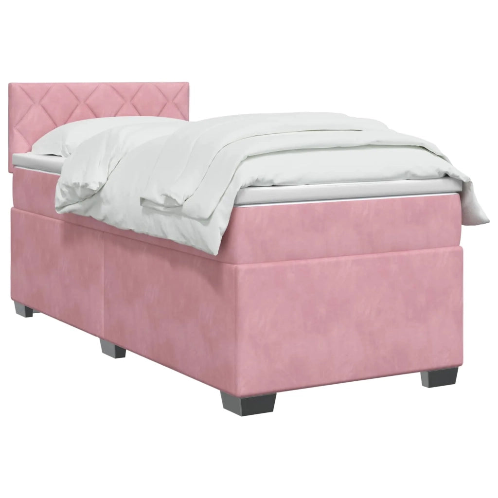 Letto box spring con materasso Rosa 100 x 200 cm Velluto 3450667