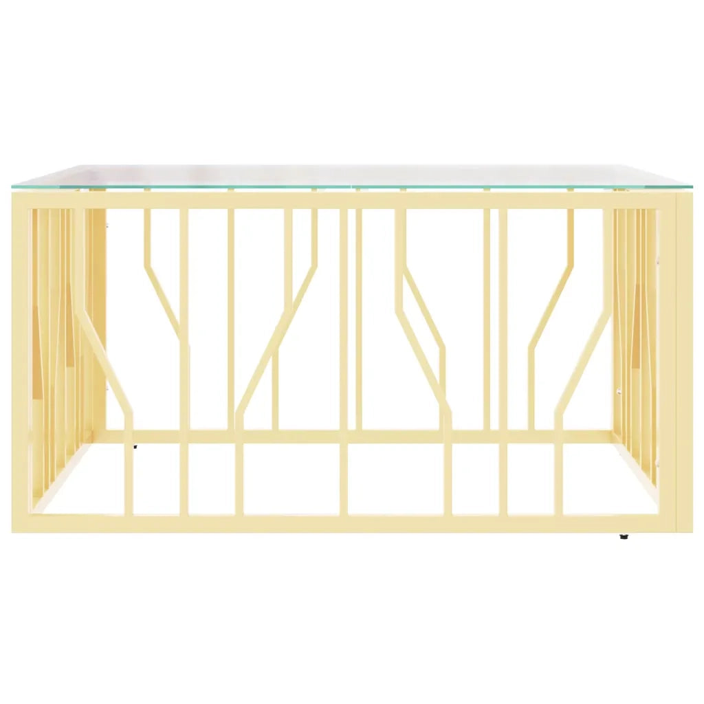Tavolino da Salotto Oro 80x80x40 cm in Acciaio Inox e Vetro