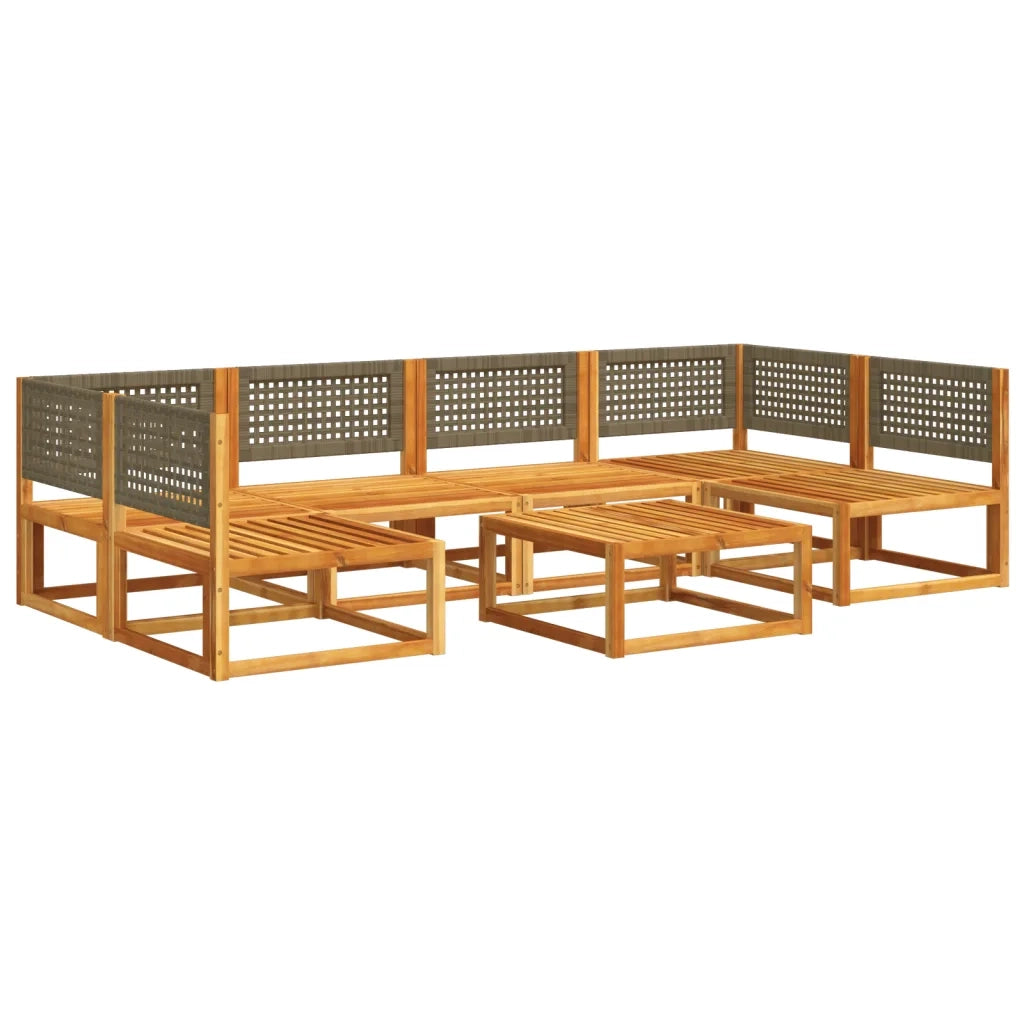 Set di divani da giardino 7 pezzi con cuscini in legno di acacia e rattan