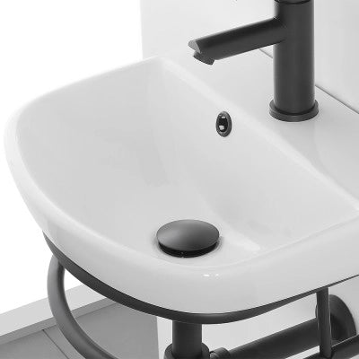 Mobile lavabo sospeso 45 cm salvaspazio in stile industrial Borg