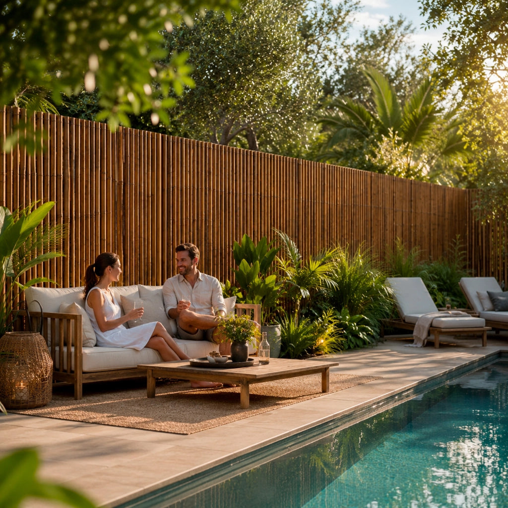 Arella in Bamboo Carbonizzato Ø 20-30 mm Recinzione Frangivista Premium da Giardino e Balcone Piscina Schermo Privacy Esterno Resistente alle Intemperie 200 x 250 cm Marrone Scuro