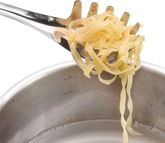 Presine per aglio 17,5 cm, acciaio inox Cromargan parzialmente satinato, lavabile in forno a microonde & Spatola per spaghetti 32 cm, acciaio inox Cromargan parzialmente satinato