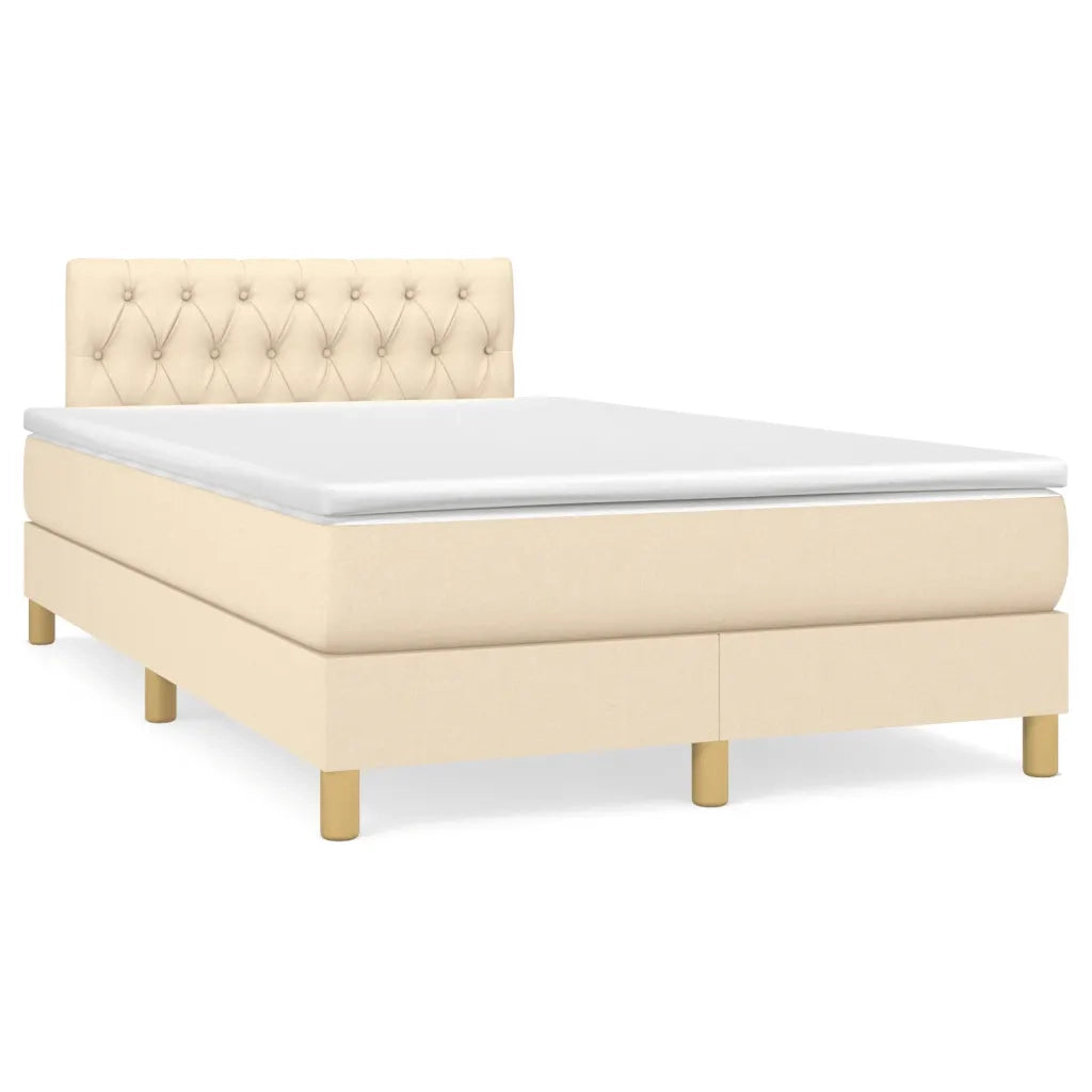 Letto a Molle con Materasso e LED Crema 120x190 cm in Tessuto 3270114